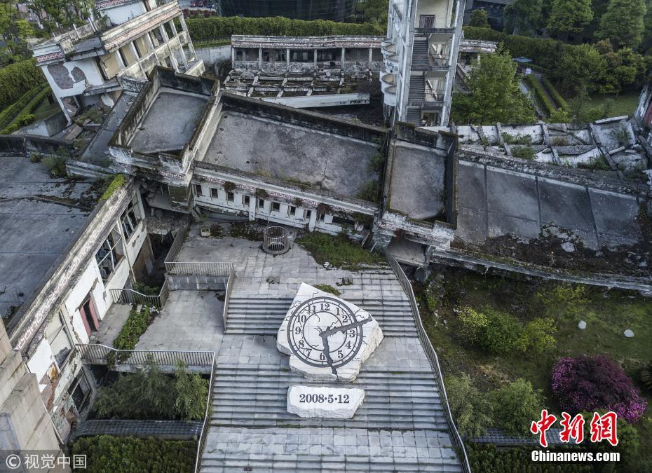 汶川地震十周年 航拍映秀遗址新貌