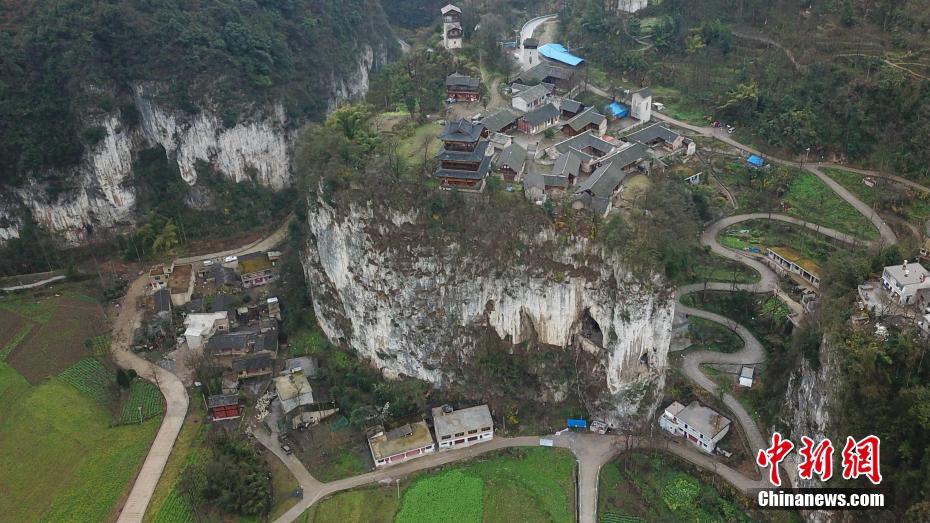 航拍中国传统村落贵州织金营上古寨