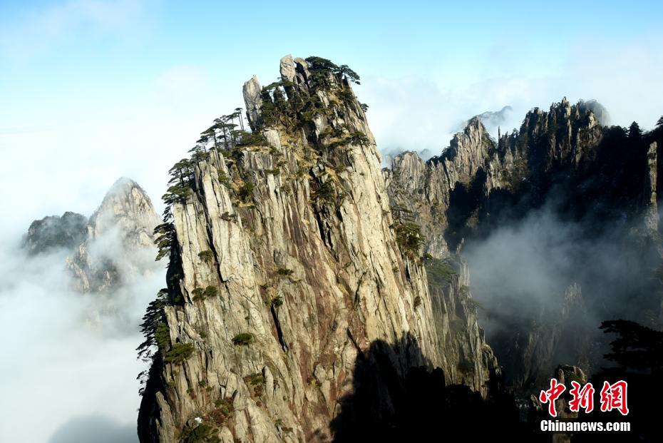 安徽黃山現雲海佛光景觀